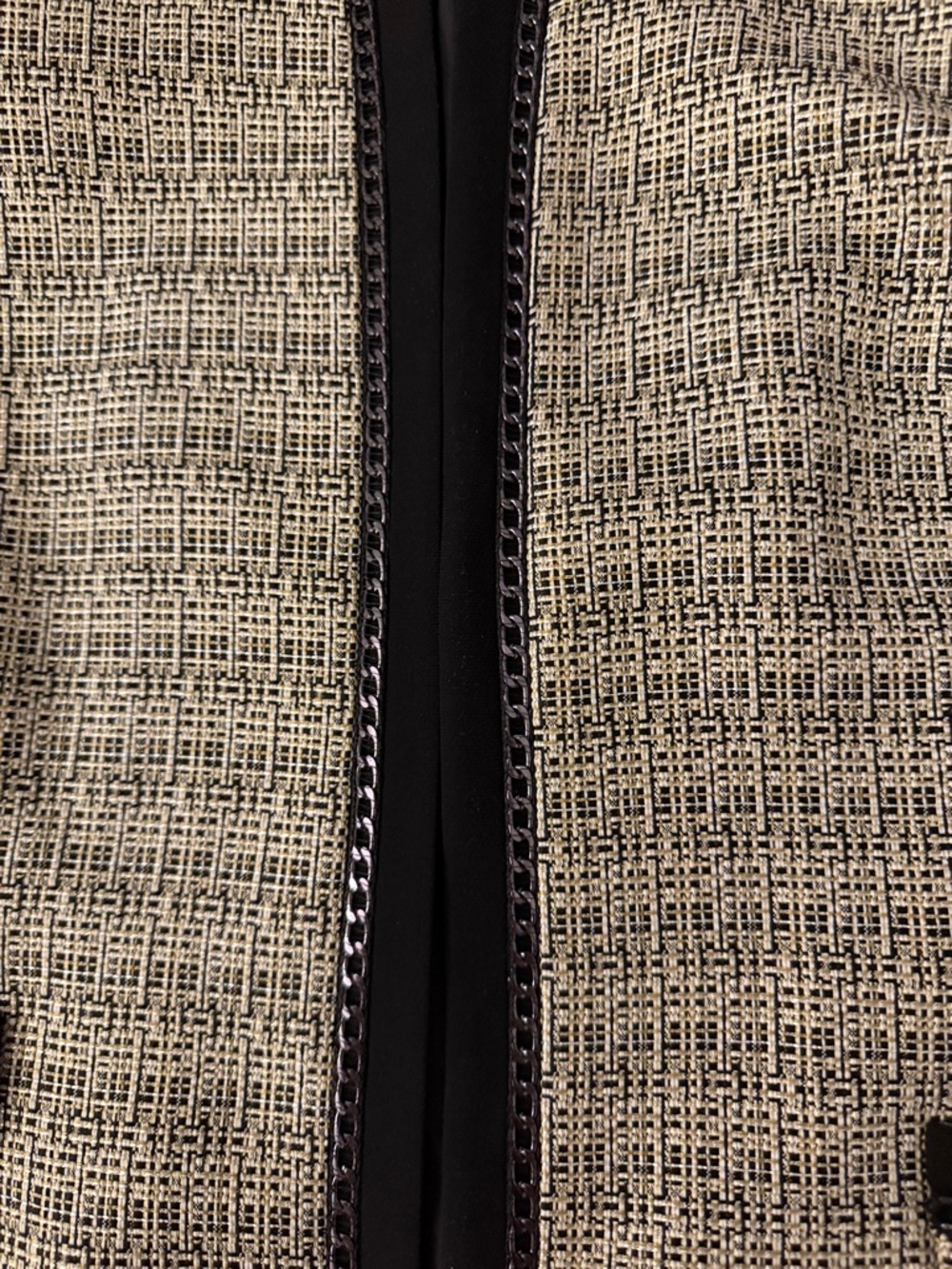 Textured Gray Tweed Open-Front Blazer with Black Trim - Picture 5 of 6